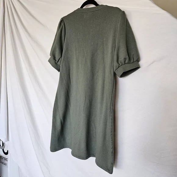 Large Free Assembly Green Puff Sleeve Sweater Dress - Picture 2 of 8